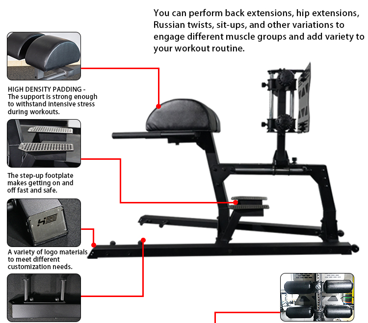 Adjustable Glute Ham Developer Machine Hyper Extension Bench(图2)