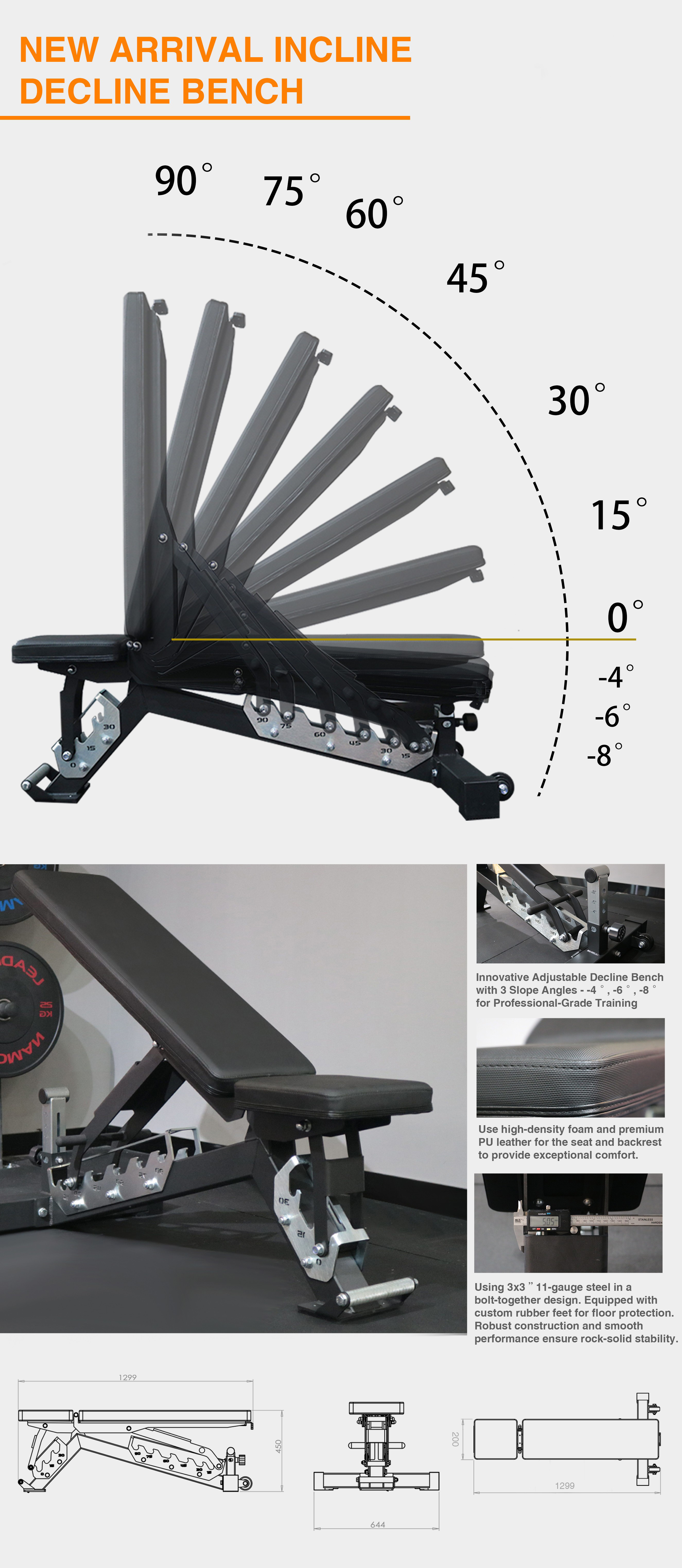 MD008 Adjustable Weight Bench(图1)